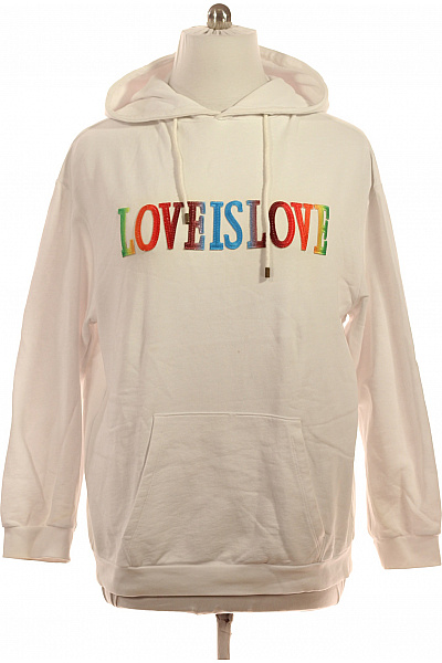 Alberta Ferretti Bílá Pánská Streetwear Mikina S Kapucí A Barevnou Výšivkou Love Is Love