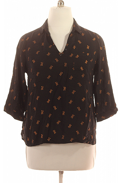 paprika Dámská viskózová halenka černá s potiskem volná s krátkým rukávem Velikost T3 | paprika | obrázek 2