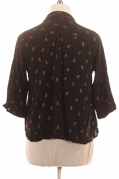 paprika Dámská viskózová halenka černá s potiskem volná s krátkým rukávem Velikost T3 | paprika | obrázek 3