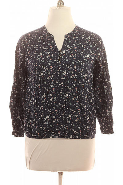 s.OLIVER Dámská tmavě modrá vzorovaná květinová halenka s 3/4 rukávem volná Vel. 44 | s.OLIVER | obrázek 2