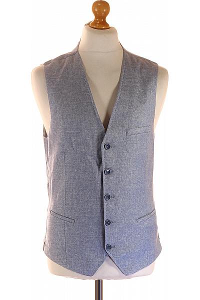 CLUB Of GENTS Pánská Vesta Lněná Modrá Second Hand Vel. 40
