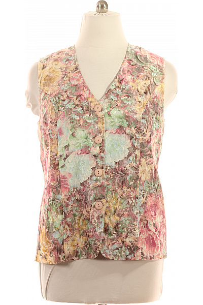 atelier Dámská krátká vesta květinový vzor žakárová se zapínáním jarní Velikost 44 | atelier | obrázek 2