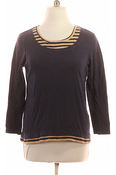 sheego Dámské Tričko Tmavě Modré Pruhované Béžové Dlouhý Rukáv Basic Vel. EU 44/46 | sheego | obrázek 2