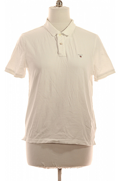 GANT Pánské Tričko S Krátkým Rukávem A Límečkem Bílé Jednobarevné Bavlněné Velikost XL