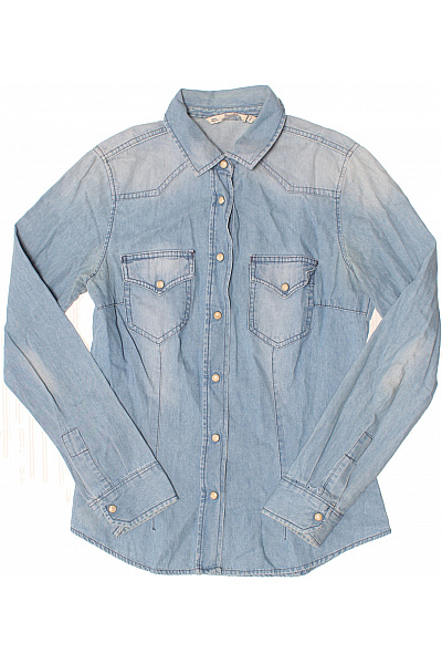 Dámská modrá riflová košile westernová s dlouhým rukávem Velikost M | Unimoda | obrázek 2