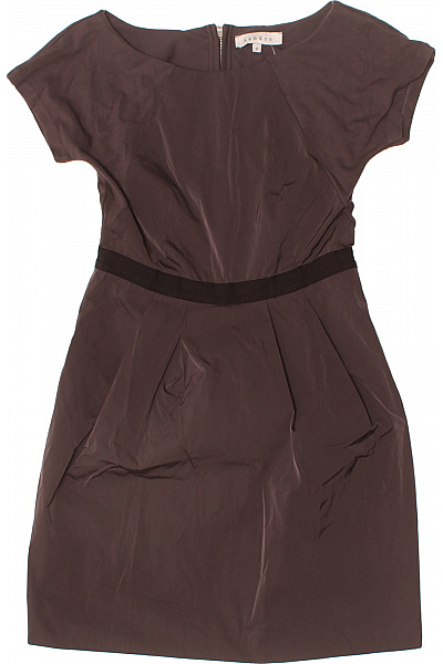 sandro Hnědé krátký rukáv šaty s páskem elegantní jednoduché ke kolenům Vel. 2 | sandro | obrázek 2