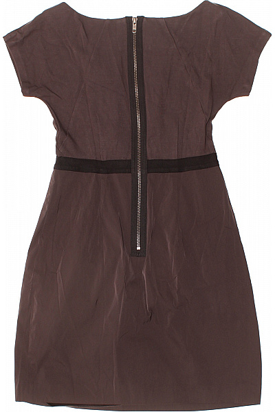 sandro Hnědé krátký rukáv šaty s páskem elegantní jednoduché ke kolenům Vel. 2 | sandro | obrázek 3