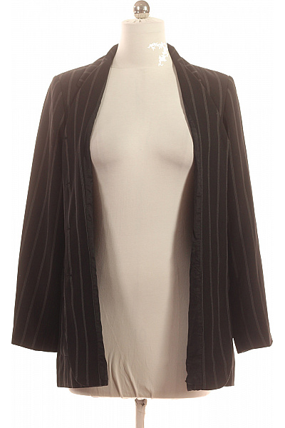 MALVIN Dámský černý blejzr pruhovaný elegantní business jednořadé prodloužené Velikost 40 | MALVIN | obrázek 3