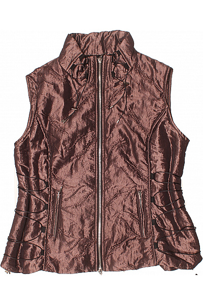 TUZZI Dámská hnědá lesklá prošívaná vesta bez rukávů teplá Vel. 42 | TUZZI | obrázek 2