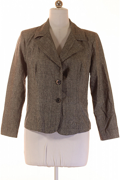 Dámský Blejzr šedý Kostkovaný Vypasované Elegantní Business Podzimní Velikost 40