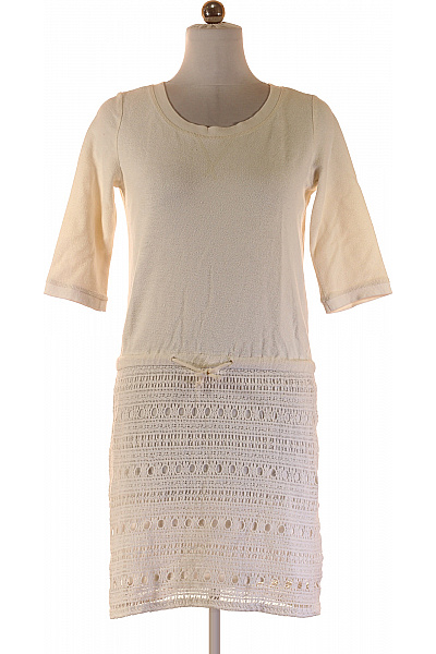 OBJECT Dámské pletené šaty krémové ažurové mini s tunikovým střihem Velikost M | OBJECT | obrázek 2