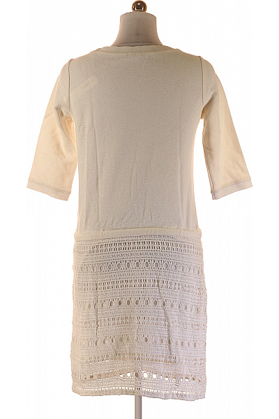 OBJECT Dámské pletené šaty krémové ažurové mini s tunikovým střihem Velikost M | OBJECT | obrázek 3