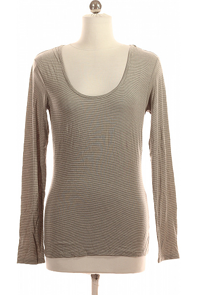 Tchibo Dámské Tričko Dlouhý Rukáv Béžové Pruhované Basic Velikost 36/38