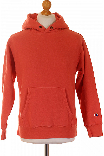 Champion Pánská Bavlněná Oranžová Jednobarevná Streetwear Hoodie S Kapucí Klokaní Kapsou Velikost S