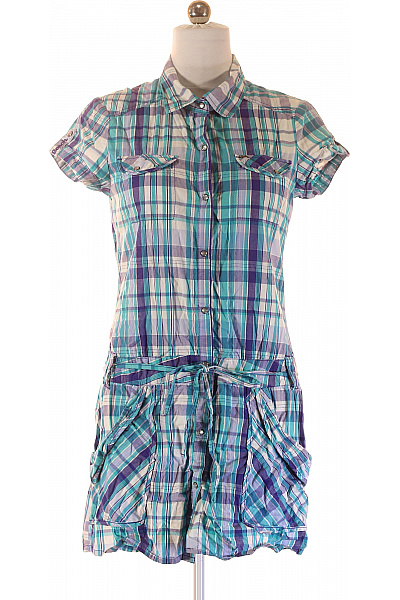 BENCH. Dámská bavlněná krátká košile kostkovaná modrá fialová ležérní Velikost .L | BENCH. | obrázek 2