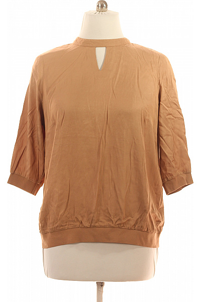 MADELEINE Hnědá viskózová halenka volná s krátkým rukávem a výstřihem Vel. 46 | MADELEINE | obrázek 2