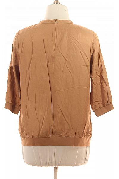 MADELEINE Hnědá viskózová halenka volná s krátkým rukávem a výstřihem Vel. 46 | MADELEINE | obrázek 3