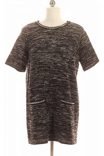 pinko Černobílé pletené tunikové šaty s krátkým rukávem a kapsami Vel. S | pinko | obrázek 2