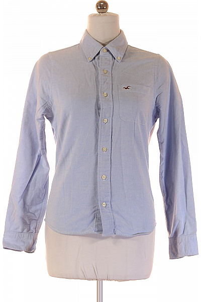 Hollister Bavlněná Světle Modrá Košile S Dlouhým Rukávem A Výšivkou Ležérní Regular Fit Velikost S