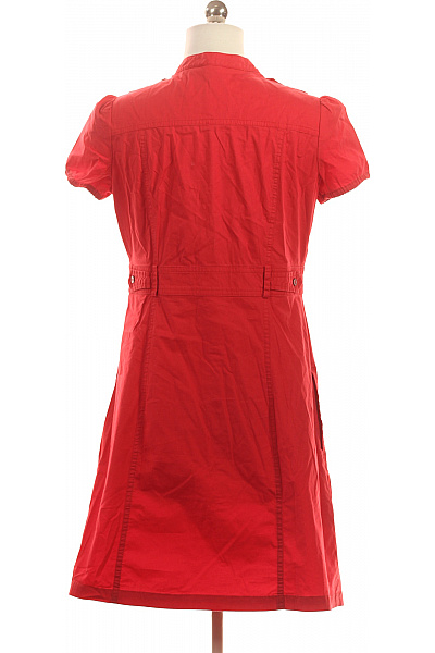 MANGO Červené dámské šaty krátký rukáv propínací košilové ke kolenům denní Velikost L | MANGO | obrázek 3