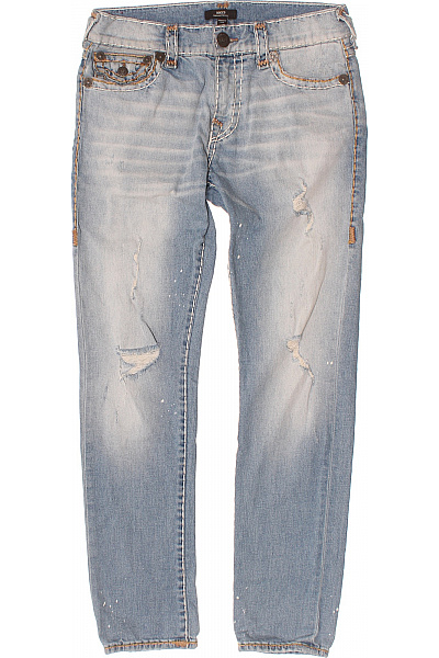 Pánské Modré Džíny Vintage Seprané Ripped S Dírami Vel. 31