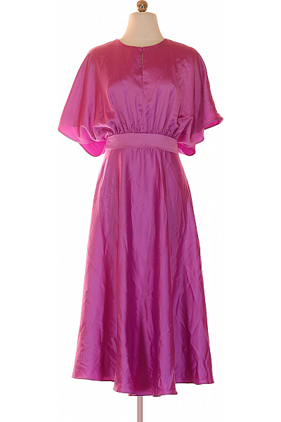 Dámské šaty S Krátkým Rukávem Elegantní Růžové Saténové Maxi Velikost 46