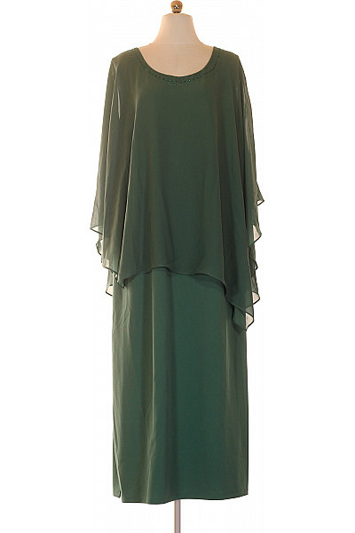 Sheego Zelené šaty Midi Vrstvené šifonové Elegantní Společenské Velikost 54