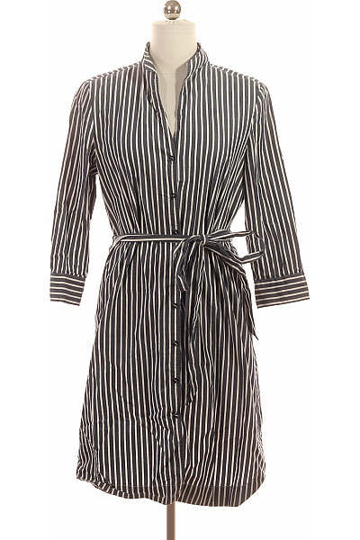 LAWRENCE GREY Dámské košilové šaty s páskem černobílé pruhované midi Vel. 36 | LAWRENCE GREY | obrázek 2