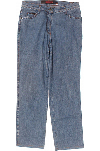 BRAX Dámské Modré Džíny Rovné Seprané Klasické S Kapsami Velikost M