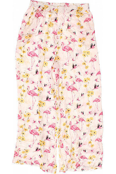 Dámské Kalhoty široké Květované Růžové Volnočasové Vel. S