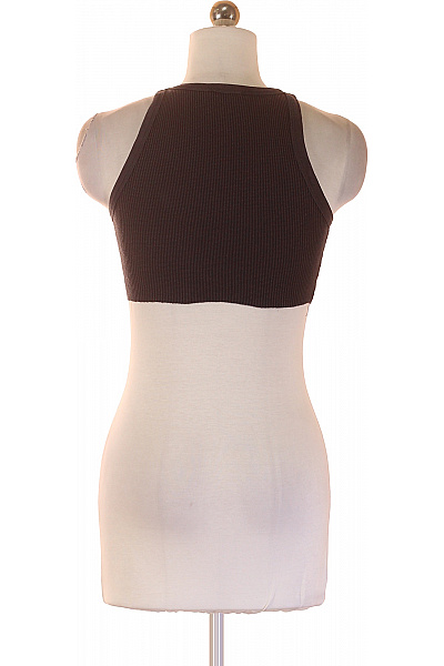 Bershka Dámský hnědý crop top žebrovaný s nápisem Venice Beach Vel. XS | Bershka | obrázek 3