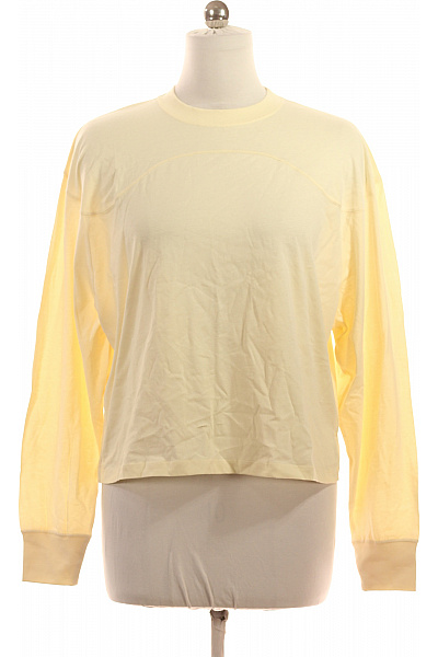 LeGer By Lena Gercke Dámské Bavlněné žluté Tričko Dlouhý Rukáv Crop Basic Velikost 40