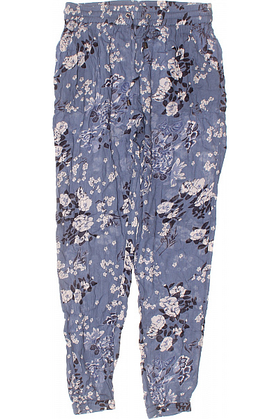 Kaffe Dámské Volnočasové Květované Modré Kalhoty S Gumou V Pase Vel. 34