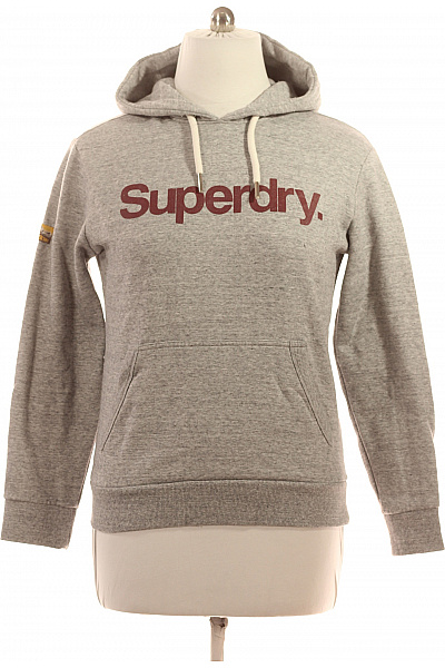 SUPERDRY Pánská Bavlněná šedá Mikina S Kapucí Přes Hlavu Streetwear Velikost L