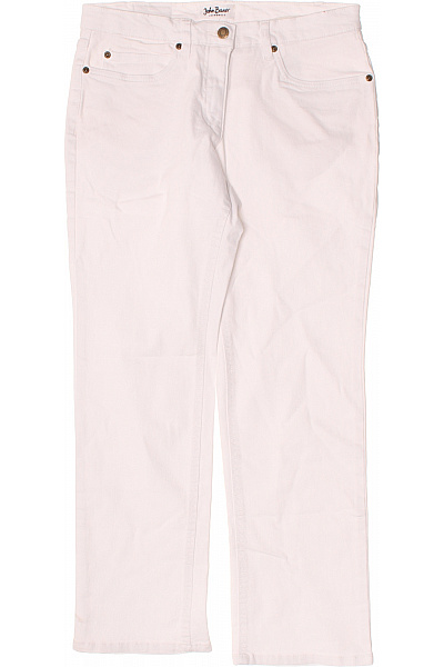 JOHN BANER Dámské Bavlněné Džíny Rovné S Kapsami Na Knoflíky Klasické Bílé Velikost 40