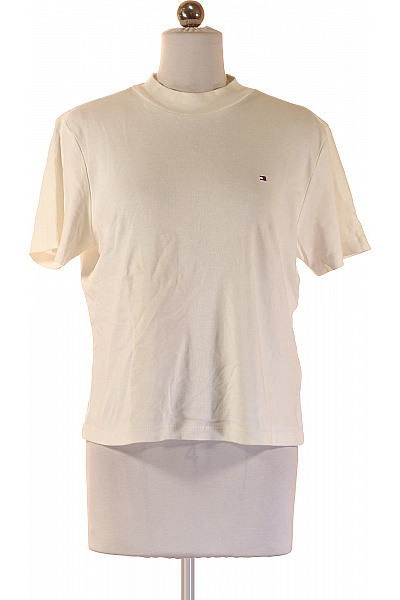 TOMMY HILFIGER Dámské Tričko S Krátkým Rukávem Bílé Basic Bavlna Vel. L