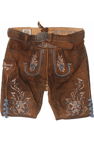 Kožené Kraťasy S Kapsami Volnočasové Hnědé Vintage Velikost 50