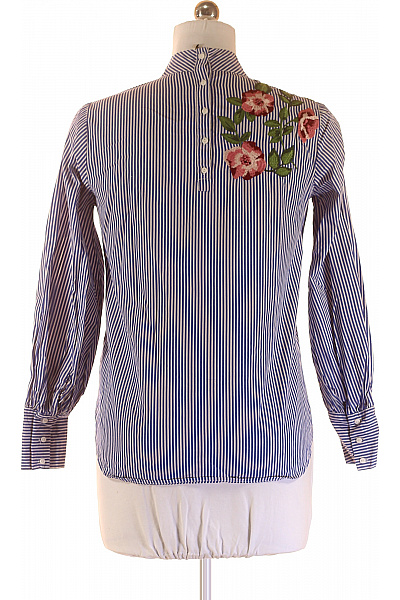 STRADIVARIUS Dámská polyesterová pruhovaná halenka s dlouhým rukávem a květinovou výšivkou Vel. EU M | STRADIVARIUS | obrázek 2