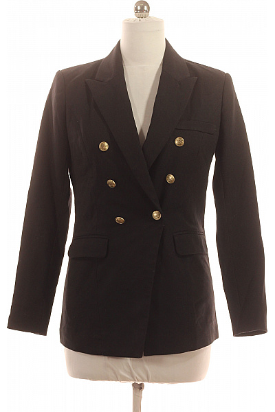 Y.A.S Černé dvouřadé sako elegantní vypasované vojenské zlaté knoflíky Vel. M | Y.A.S | obrázek 2