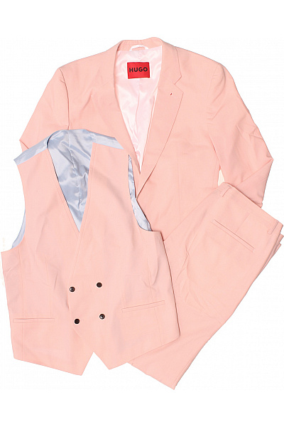 Hugo Boss Pánský třídílný společenský oblek růžový hladký moderní Velikost 50 | Hugo Boss | obrázek 2