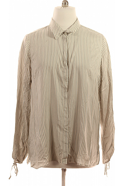 Dámská béžová pruhovaná košile dlouhý rukáv ležérní volná na zavazování Velikost XXL | Unimoda | obrázek 2