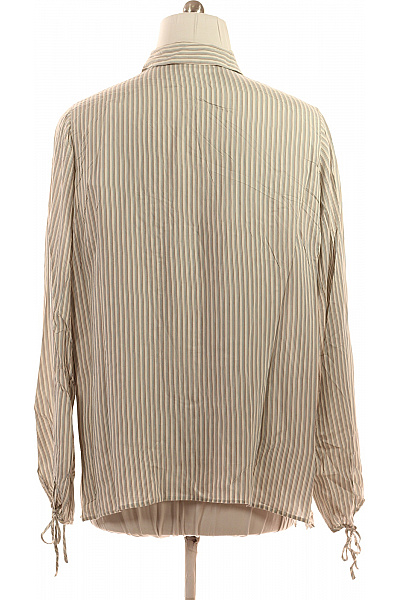 Dámská béžová pruhovaná košile dlouhý rukáv ležérní volná na zavazování Velikost XXL | Unimoda | obrázek 3