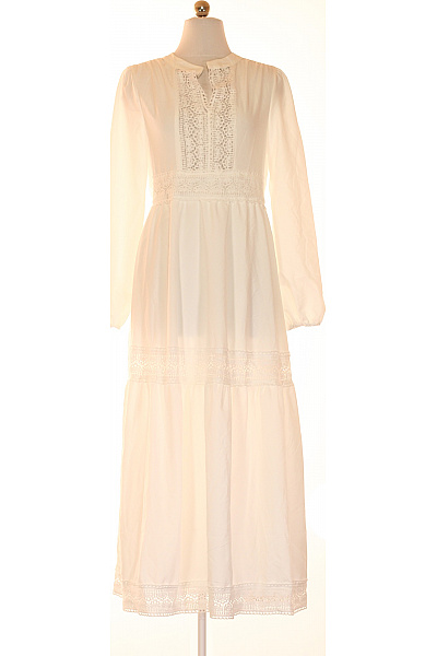 Dámské bílé šaty s krajkou a dlouhým rukávem Vel. M | Unimoda | obrázek 2