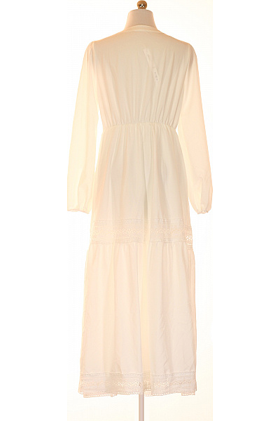 Dámské bílé šaty s krajkou a dlouhým rukávem Vel. M | Unimoda | obrázek 3