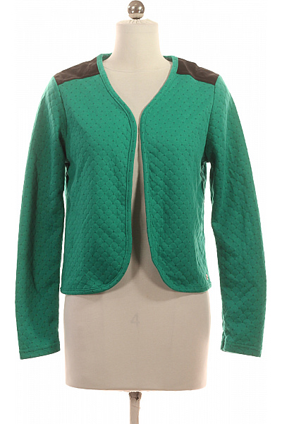 DDP Zelený prošívaný kardigan s hnědými rameny vzorovaný Velikost S | DDP | obrázek 2