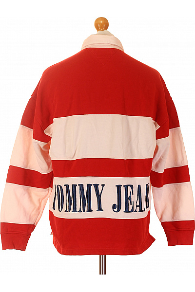 TOMMY HILFIGER Pánské bavlněné tričko s dlouhým rukávem červené krémové pruhované polo retro Vel. XS | TOMMY HILFIGER | obrázek 2