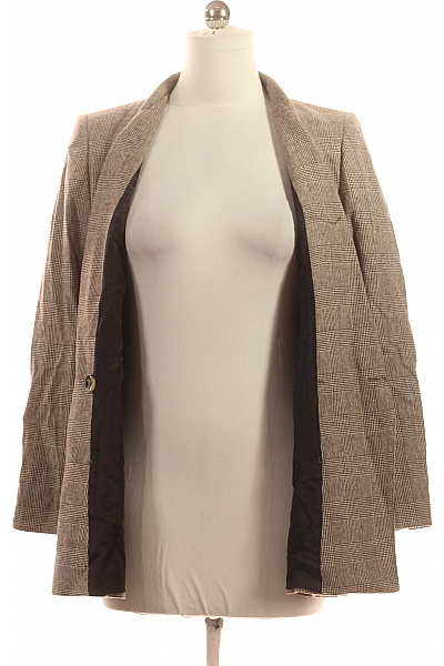 ZARA Dámský dvouřadý blejzr kostkovaný béžový elegantní podzimní prodloužené business Velikost m | ZARA | obrázek 4