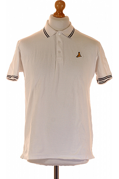 BRAVE SOUL Bavlněné Bílé Polo Tričko Krátký Rukáv Pruhované Límeček Výšivka Vel. M | BRAVE SOUL | obrázek 2