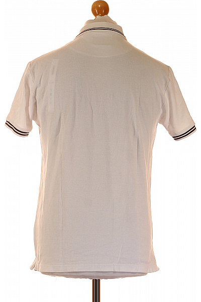 BRAVE SOUL Bavlněné Bílé Polo Tričko Krátký Rukáv Pruhované Límeček Výšivka Vel. M | BRAVE SOUL | obrázek 3