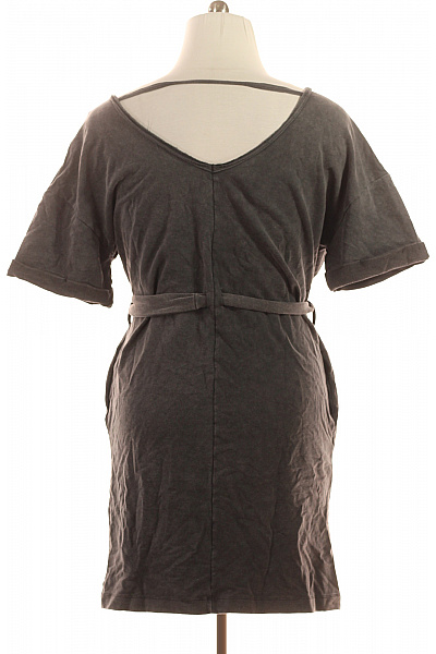 COTTON CANDY Šedé dámské tričkové šaty s krátkým rukávem a páskem Vel. XL | COTTON CANDY | obrázek 3